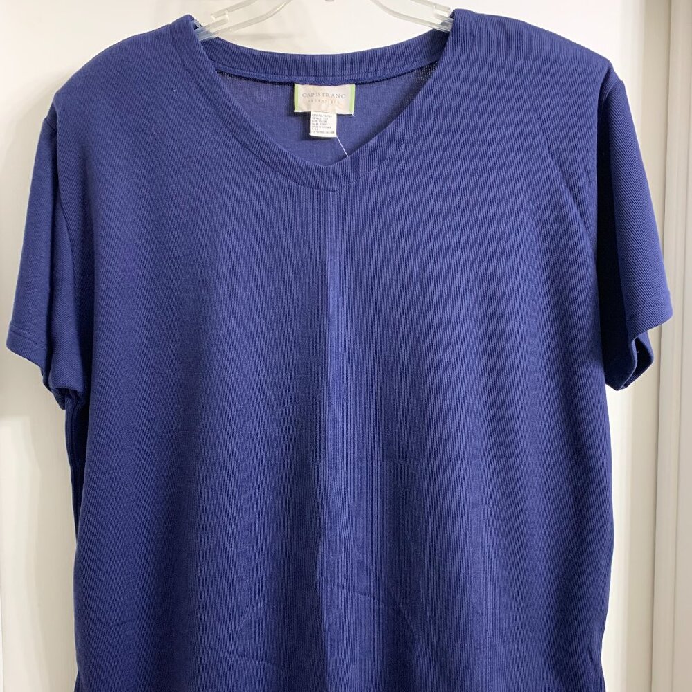 Capistrano Women's Navy Blue Ribbed Blouse, Size 22/24, NWT